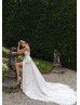 Strapless Ivory Organza Slit Airy Wedding Dress